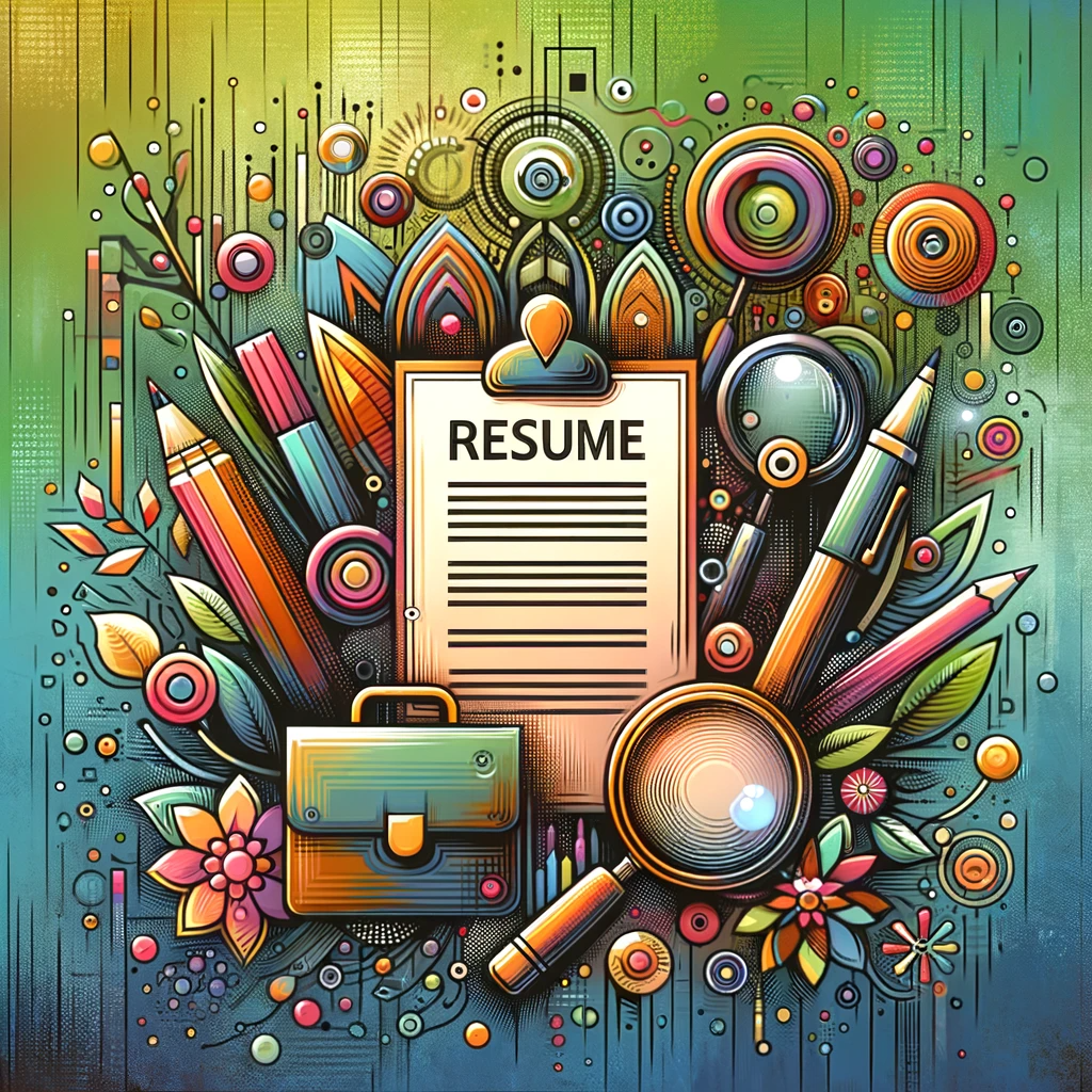 An artistic and creative image representing the concept of resume building and career development.