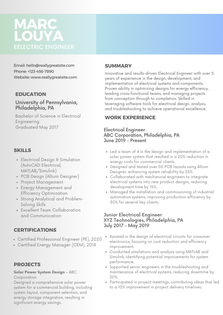 Electric Engineer Resume for 2024 | A Complete Guide
